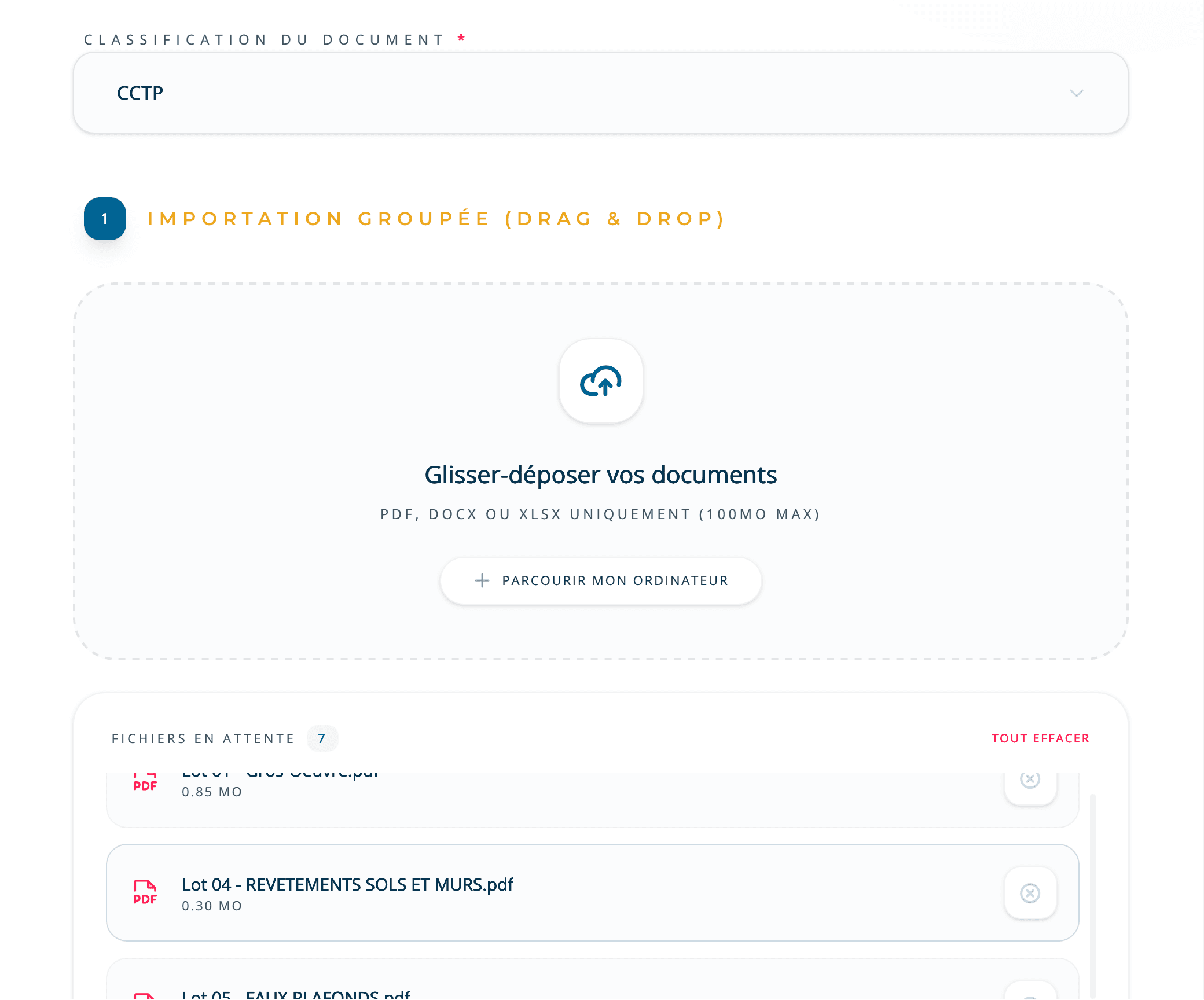 Importez vos documents